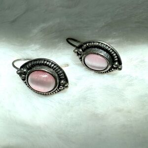 Sterling Silver Pink Tiger Eye Earrings